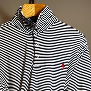 Polo RL Performance Golf Shirt- size XXL- blue and white